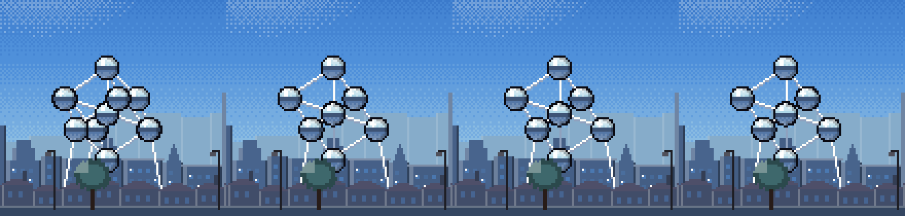 The Atomium projected at four turns, from 0 to 0.79 radians. The launcher uses 0.26.