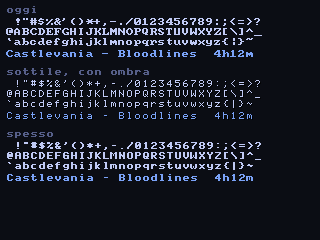The font as it was, a thin cut with a shadow and a heavy cut, set on the same sample lines.