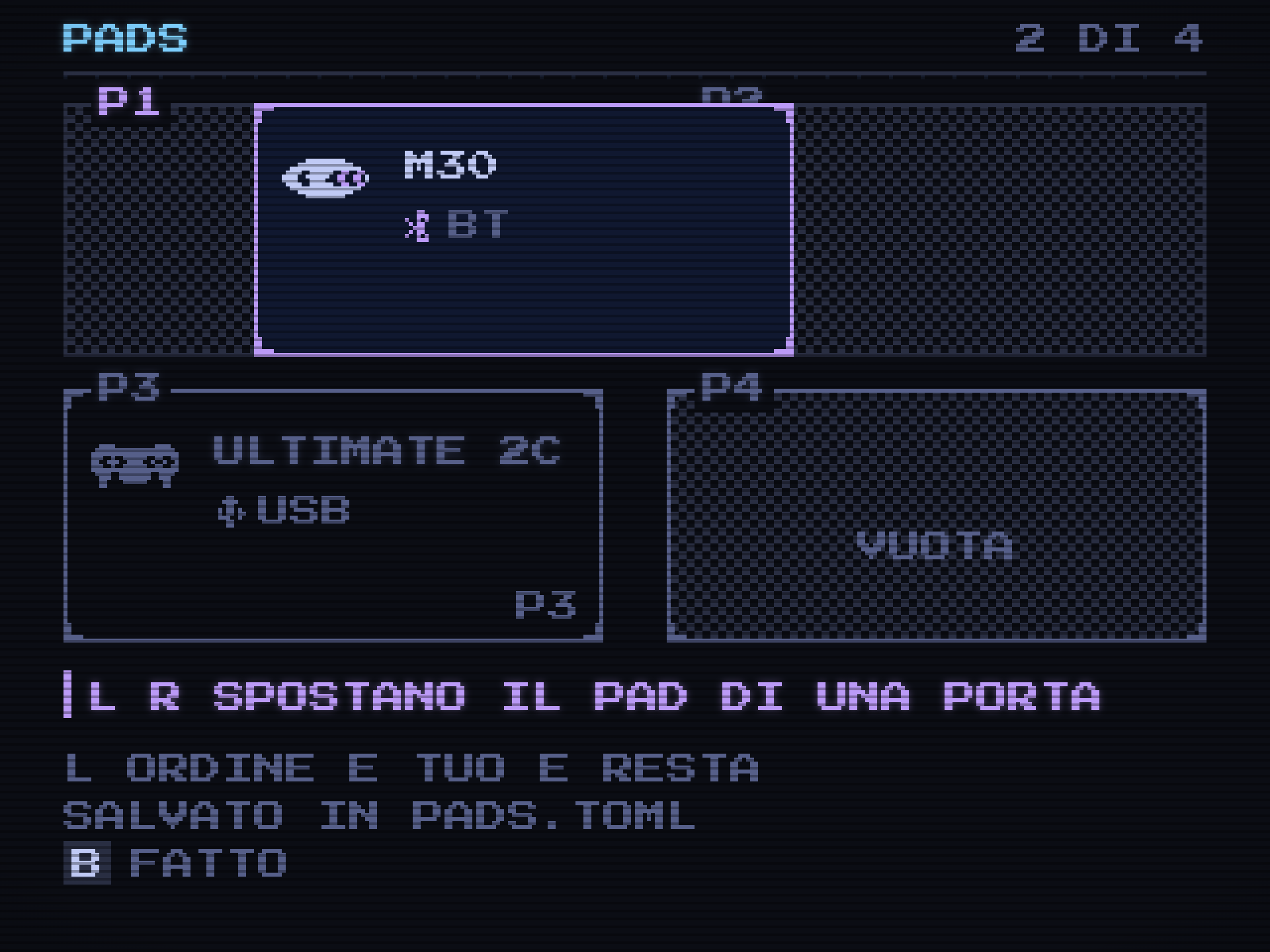 Moving the M30 between ports with the shoulder buttons. The controller moves across the screen so its destination can be followed.